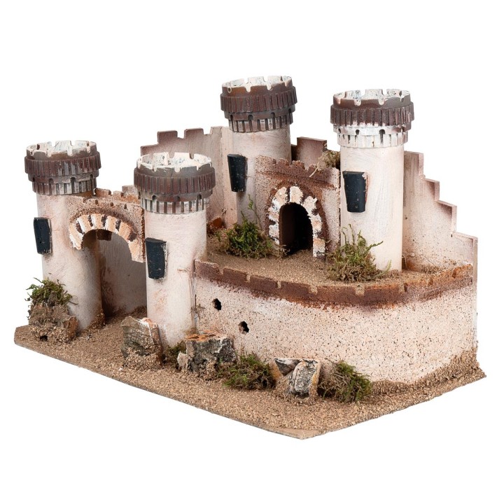Castello con quattro torri merlate cm 40,5x23x23,5 h