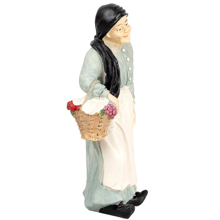 Contadina con cesto in resina 12 cm