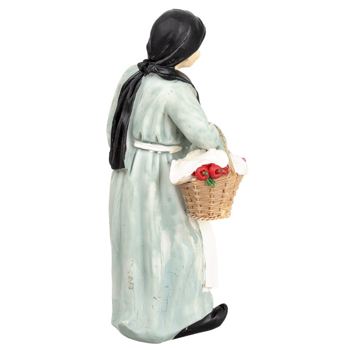 Campesina con cesta en resina 12 cm