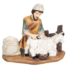 Pastor con oveja en resina serie 11cm