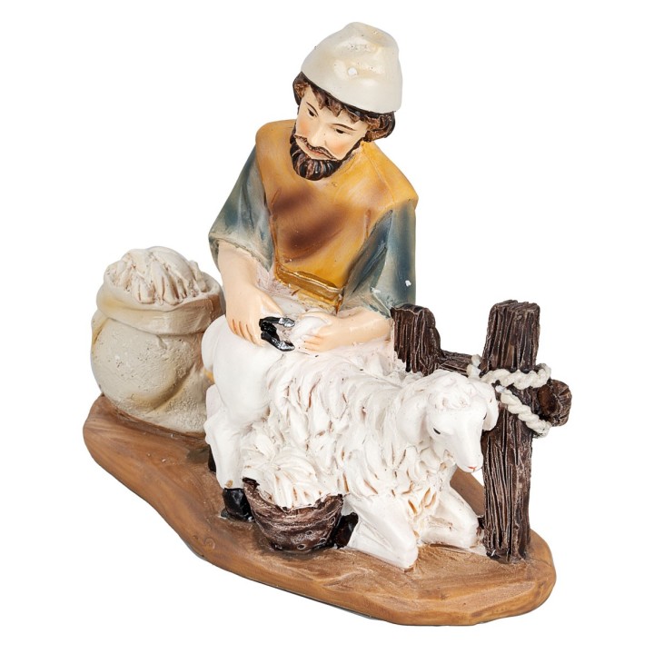 Shepherd with sheep in resin series 11cm