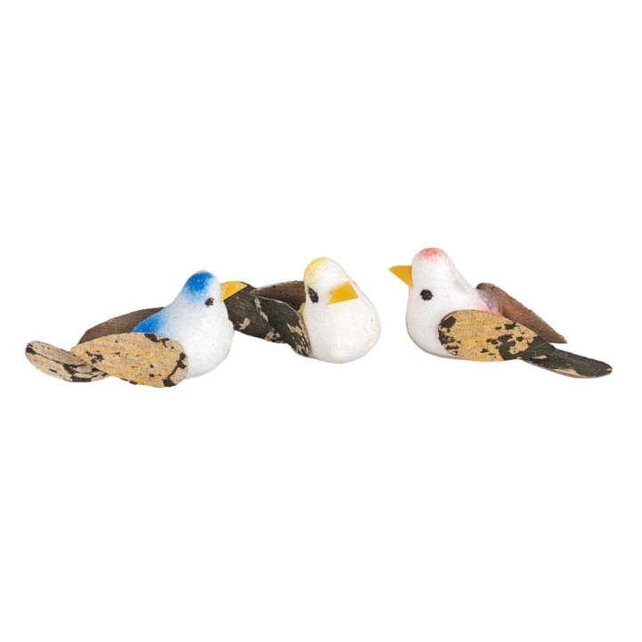Conjunto tres pájaros coloridos 3 cm