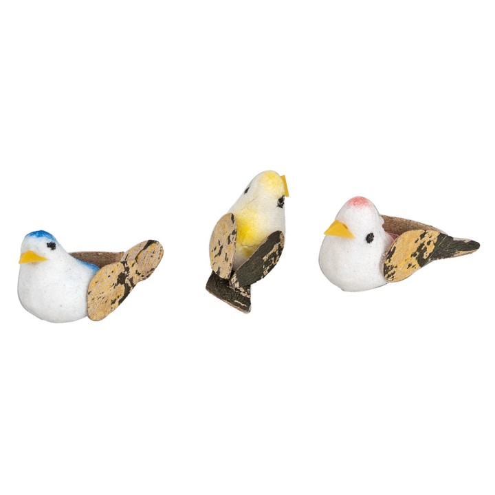 Set tre uccelli colorati 3 cm