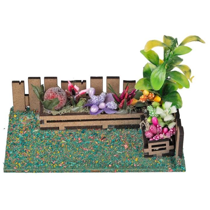 Jardín con cerca y plantas para belén de 8-10 cm