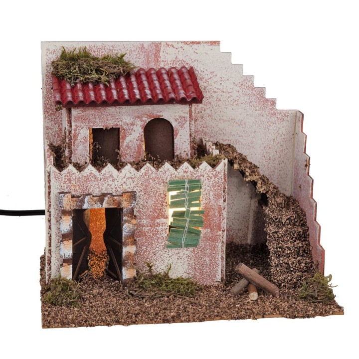 Casa de dos pisos iluminada cm 15x23x19 h
