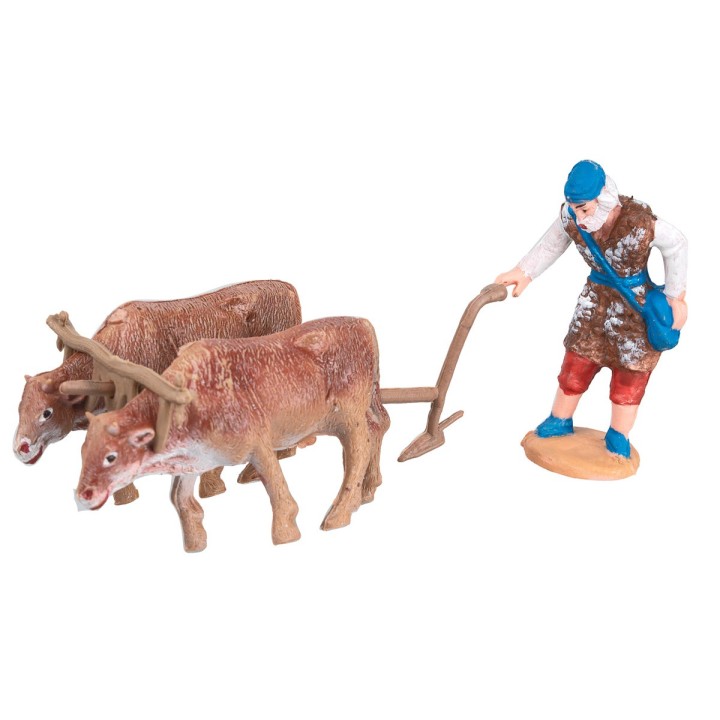 Campesino con arado y bueyes 6,5 h cm