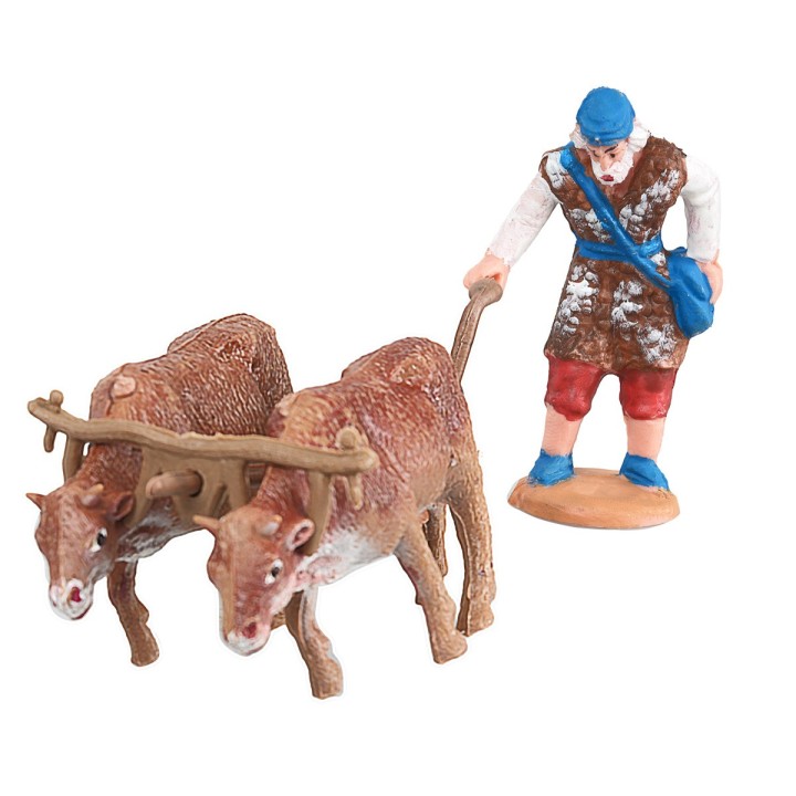 Farmer with plow and oxen 6,5 h cm