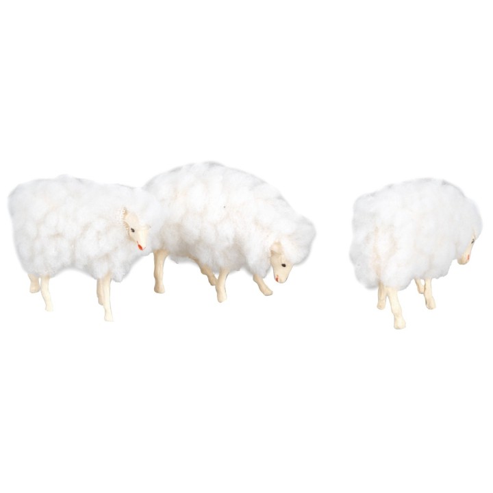 Set of three sheep with wool for 8-10 cm statues