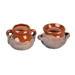 Set of 2 glazed clay pots 2.2cm