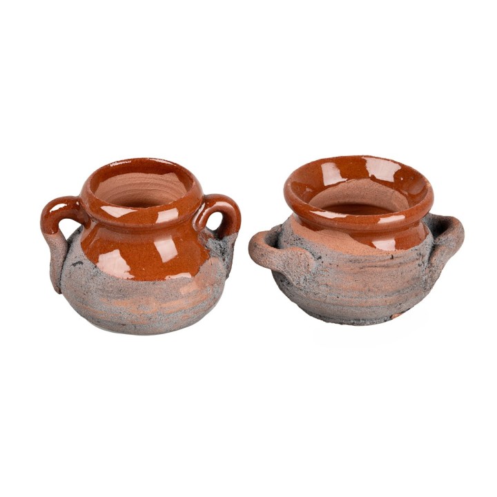 Juego de 2 ollas de barro esmaltadas 2,2 cm