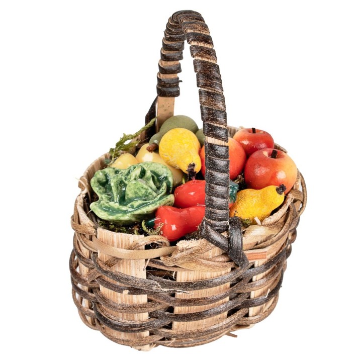 Cesta de mimbre con frutas y verduras h 4,2x4x6,2 cm