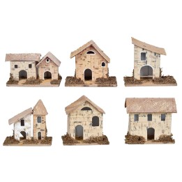 Set of six nativity scene houses 7.8x5.5x7.5 cm