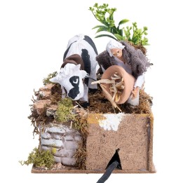 Farmer and ox in terracotta, 10 cm series