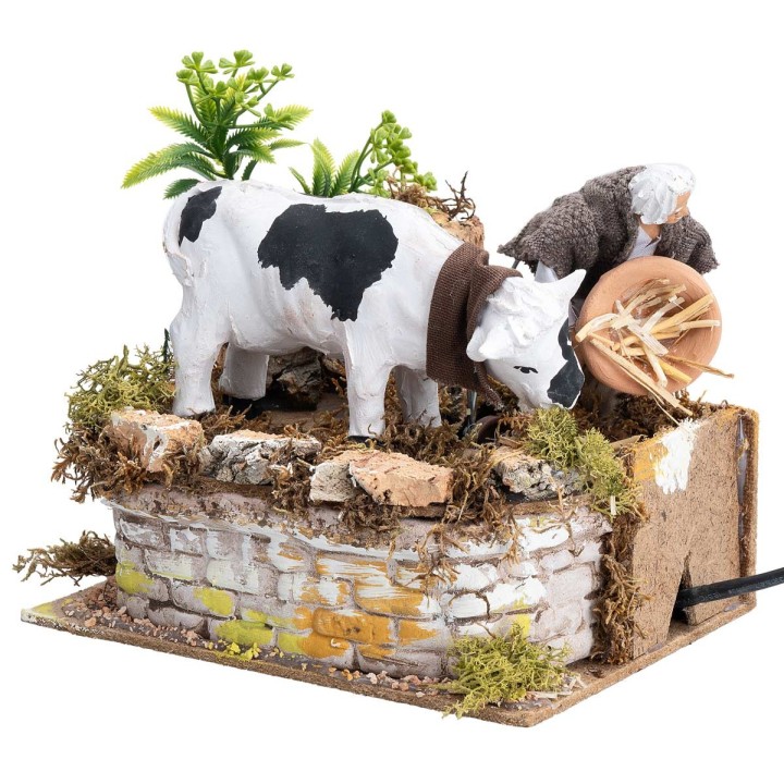 Campesino y bue en terracota serie 10 cm