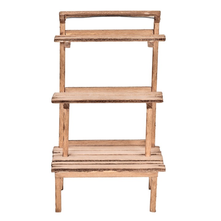 Wooden display bench with multiple shelves cm 10x7x18.3 h