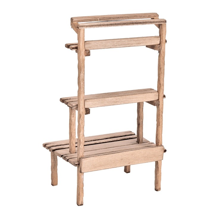 Wooden display bench with multiple shelves cm 10x7x18.3 h