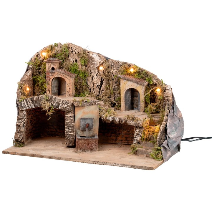 Illuminated nativity scene with fountain cm 50x26x33 h