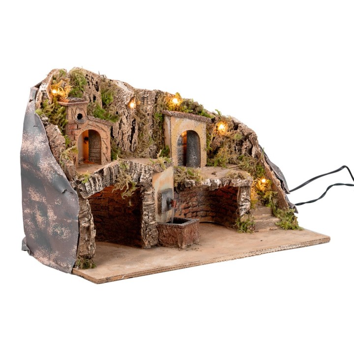 Illuminated nativity scene with fountain cm 50x26x33 h