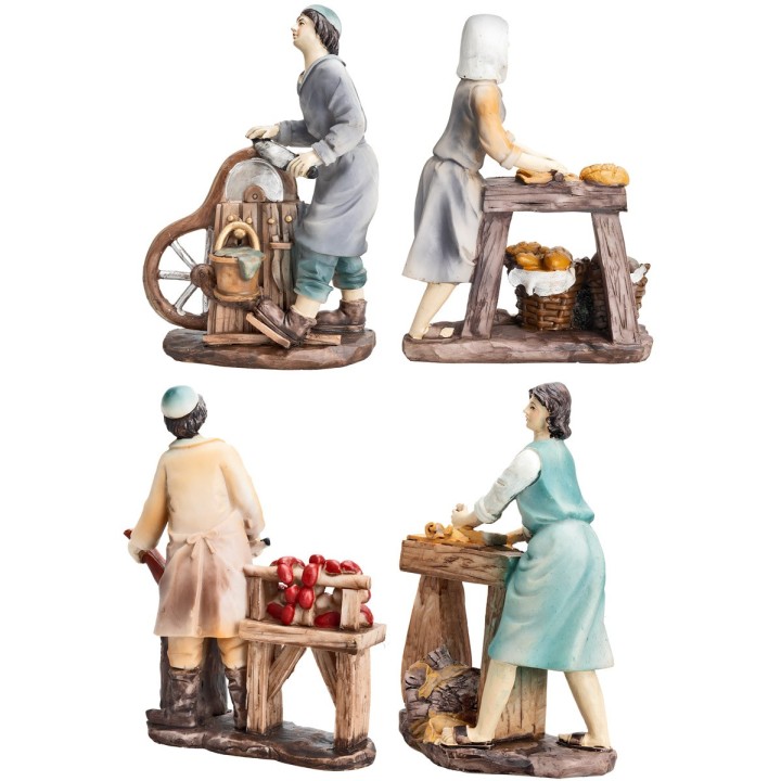 Set 4 figuritas de oficios 15 cm en resina