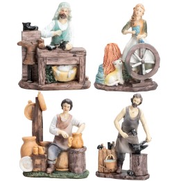 Set of 4 occupational statuettes 15 cm in resin