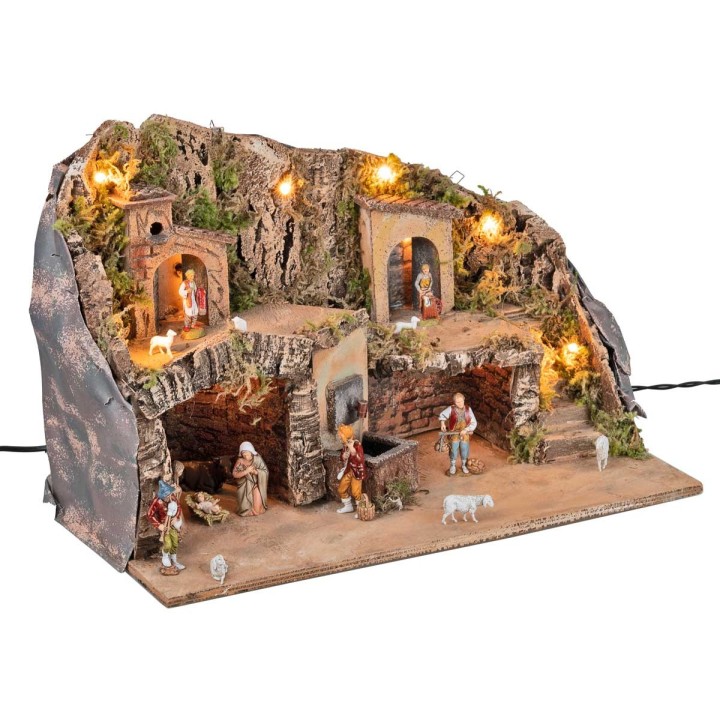Nativity scene with Landi statues with fountain cm 50x26x33 h