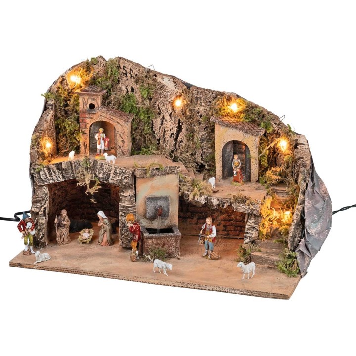 Belén con estatuas Landi con fuente cm 50x26x33 h