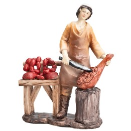 Butcher with ham 20 cm in resin