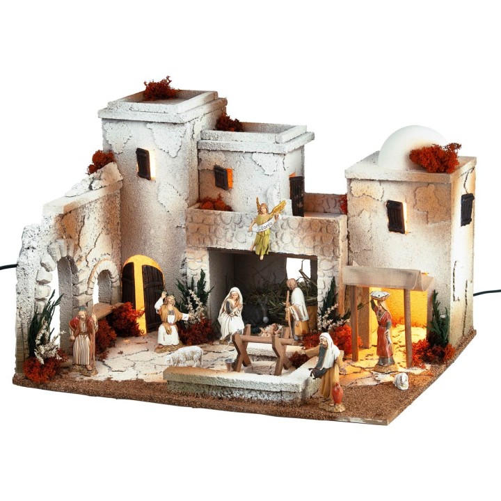 Belén árabe iluminado con estatuas Landi cm 50x40x33 h