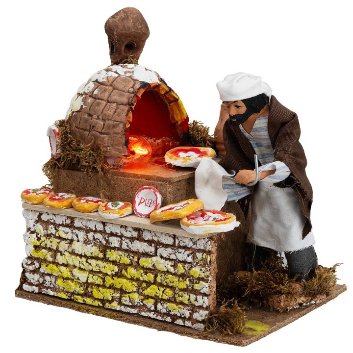 Pizza maker 15 cm in motion with fire light