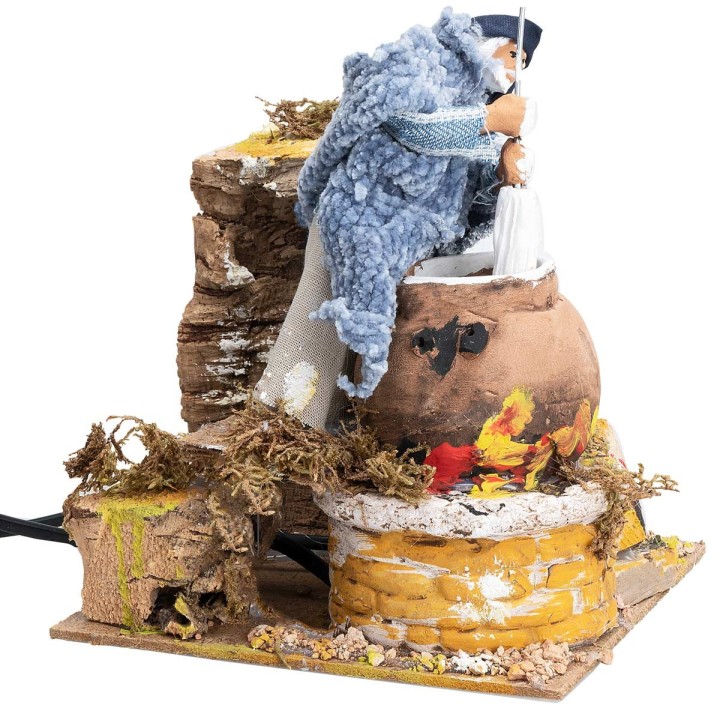 Cheese seller 14 cm animated with working fire light