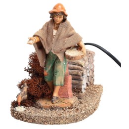 Peasant woman with hen Fontanini series 12 cm with movement
