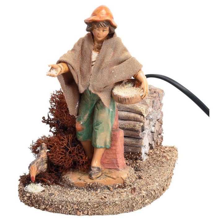 Campesina con gallina serie Fontanini 12 cm en movimiento