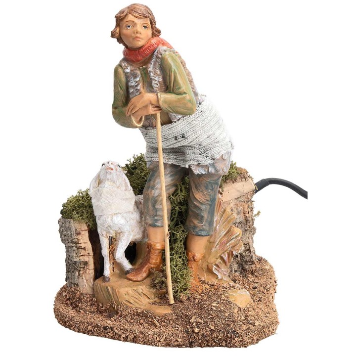 Shepherd with sheep Fontanini series 19 cm in motion
