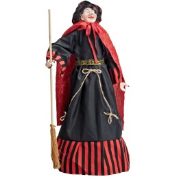Befana con luces y sonidos roja y negra 70 cm