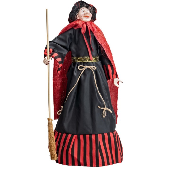 Befana with red and black lights and sounds 70 cm