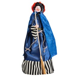 Befana con luci e suoni blu e nera 70 cm