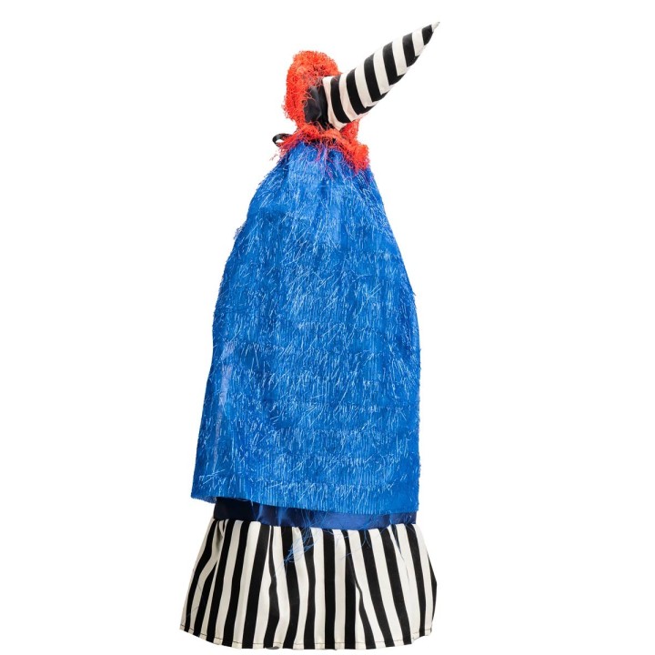 Befana con luci e suoni blu e nera 70 cm