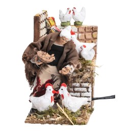 Farmer woman with hens, 14 cm series, animated