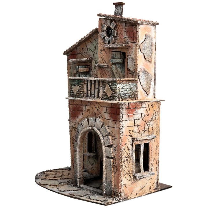 Casa napoletana con arco e balcone cm 32,5x21x40 h