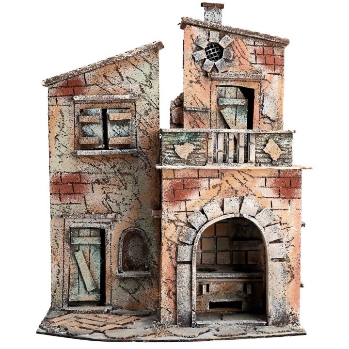 Casa napoletana con arco e balcone cm 32,5x21x40 h