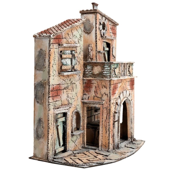 Neapolitan house with arch and balcony cm 32.5x21x40 h