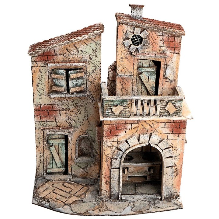 Casa napoletana con arco e balcone cm 32,5x21x40 h