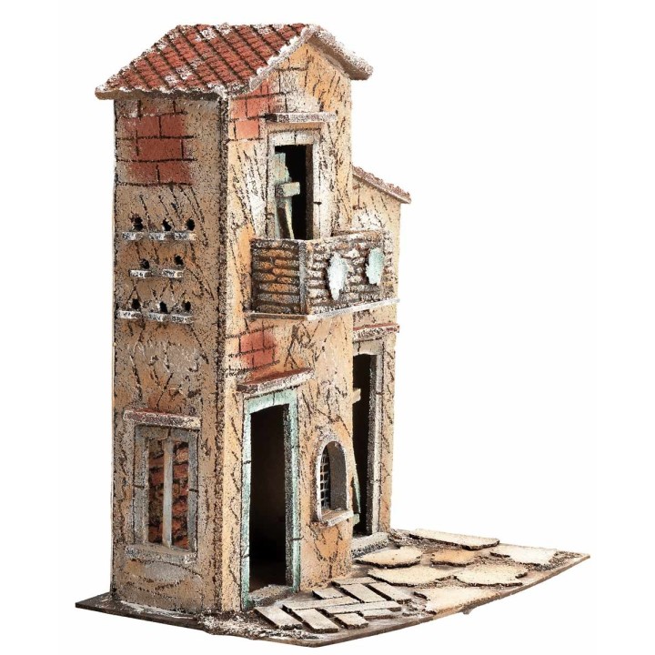 Casa napolitana de dos pisos con balcón cm 28x20x33,5 h