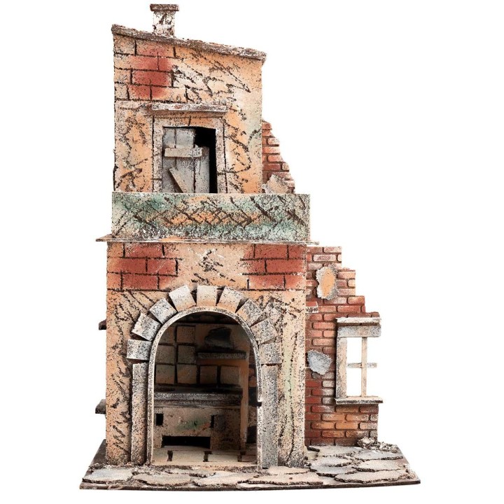 Neapolitan two-story house with balcony cm 28x20x33.5 h