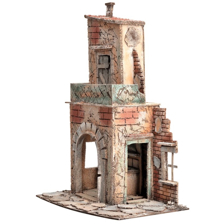 Neapolitan two-story house with balcony cm 28x20x33.5 h