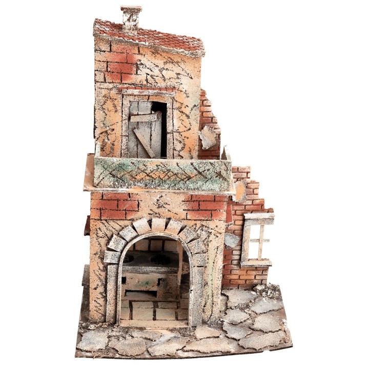 Casa napolitana de dos pisos con balcón cm 28x20x33,5 h