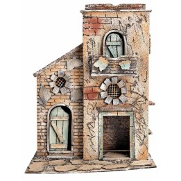 Neapolitan house with flat roof and doorway cm 28x19.2x36.5 h