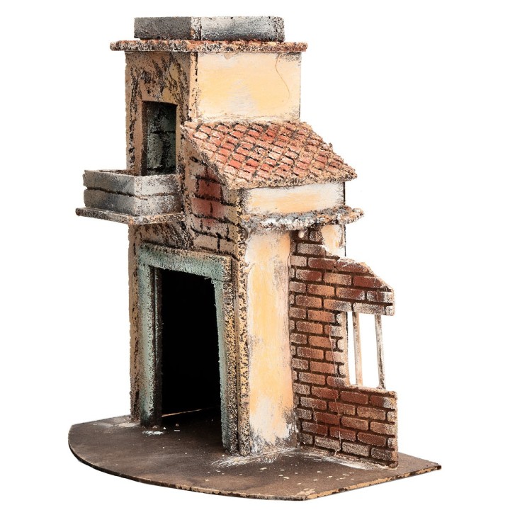 Neapolitan house with ruined wall cm 23.5x15.7x27 h
