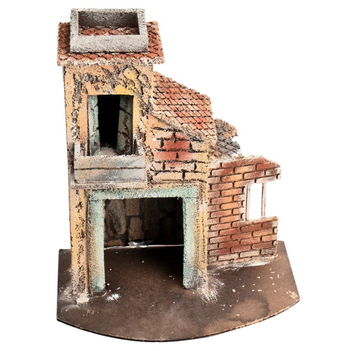 Neapolitan house with ruined wall cm 23.5x15.7x27 h