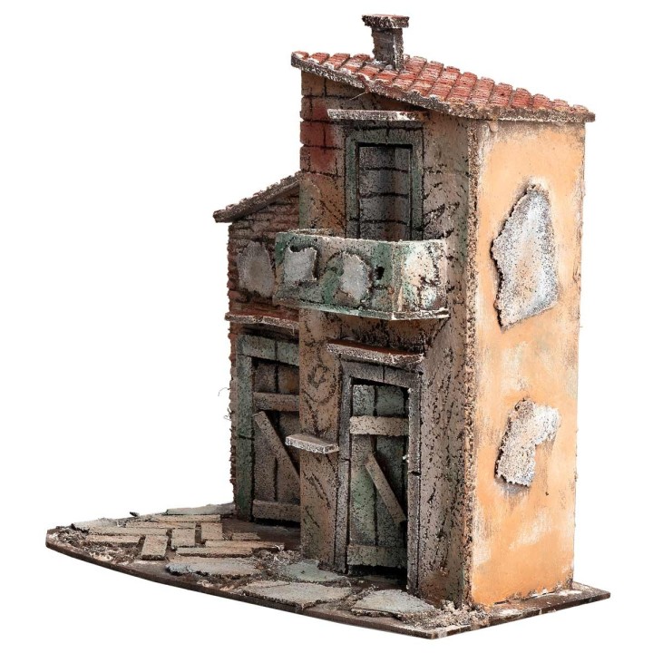 Casa napoletana con balcone e tetto spiovente cm 26x16x27 h